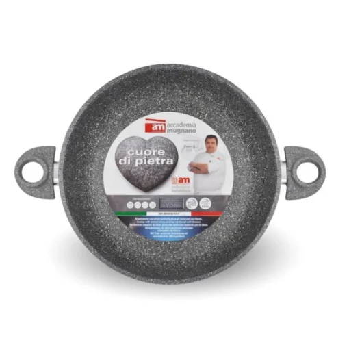 Bissolo Casa Cottura Casseruole<ACCADEMIA MUGNANO - TEGAME ALTO 2 MANICI LINEA CUORE DI PIETRA D.36CM