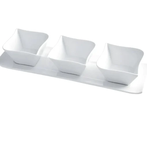 Bissolo Casa Tazze, Tazzine, Coppette Coppette<ANTIPASTIERA IN PORCELLANA LINEA CARLOTTA 30X10CM BIANCO