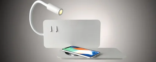 Bissolo Casa Applique<APPLIQUE A LED IPNO DX BIANCA RICARICA USB E WIRELESS - 810lm 4000K 6+3W: vendita online APPLIQUE A LED IPNO DX BIANCA RICARICA USB E WIRELESS - 810lm 4000K 6+3W in offerta