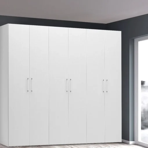 Bissolo Casa Armadi Anta Battente<Armadio 6 ante in legno bianco frassinato