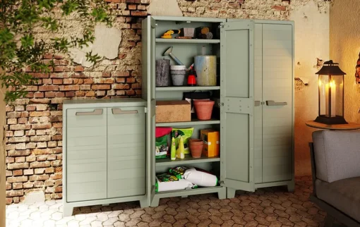 Bissolo Casa Mobili In Resina E Ferro|Mobili In Resina E Ferro<ARMADIO A RIPIANI MOD. PLANET OUTDOOR IN RESINA CM 80X44 H 182 GRIGIO/VERDE: vendita online ARMADIO A RIPIANI MOD. PLANET OUTDOOR IN RESINA CM 80X44 H 182 GRIGIO/VERDE in offerta