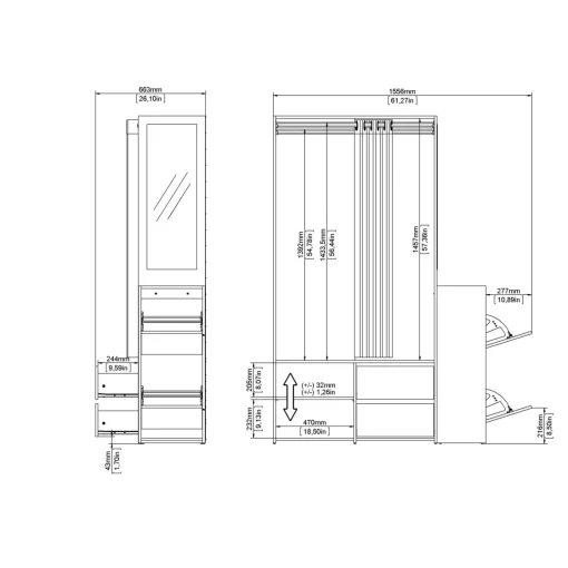 Bissolo Casa Armadietti|Armadietti<ARMADIO ATTREZZATO CON SCARPIERA CM 128X40.5 H. 197.5 JACKSON HICKORY: vendita online ARMADIO ATTREZZATO CON SCARPIERA CM 128X40.5 H. 197.5 JACKSON HICKORY in offerta