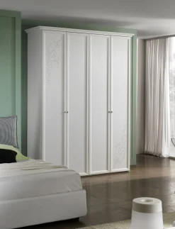 Bissolo Casa Armadi Anta Battente<Armadio classico bianco 4 ante con pomello Swaroski