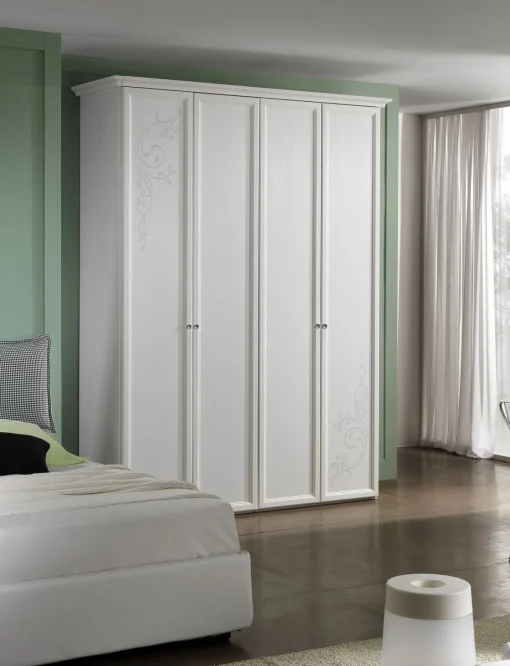 Bissolo Casa Armadi Anta Battente<Armadio classico bianco 4 ante con pomello Swaroski
