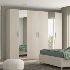 Bissolo Casa Armadi Anta Battente<Armadio con specchio centrale 6 ante color olmo