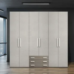 Bissolo Casa Armadi Anta Battente<ARMADIO FLY CM 271.4X58 H.246.4 CENERE WOOD E CALCE