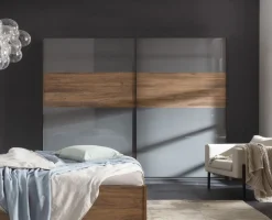 Bissolo Casa Armadi Anta Scorrevole<ARMADIO INFINITO CM 251,3X64/67 H.222,5 NOCE BRERA E GRIGIO TITANIO LUCIDO
