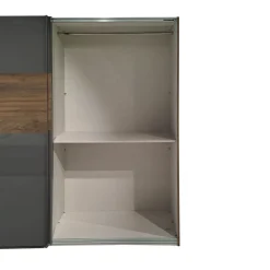 Bissolo Casa Armadi Anta Scorrevole<ARMADIO INFINITO CM 251,3X64/67 H.222,5 NOCE BRERA E GRIGIO TITANIO LUCIDO