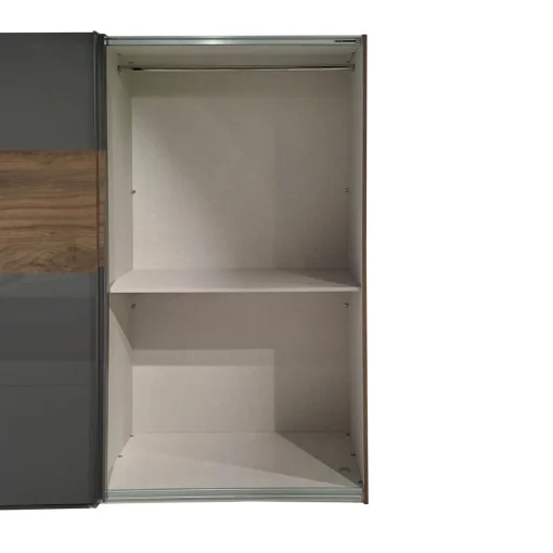Bissolo Casa Armadi Anta Scorrevole<ARMADIO INFINITO CM 251,3X64/67 H.222,5 NOCE BRERA E GRIGIO TITANIO LUCIDO