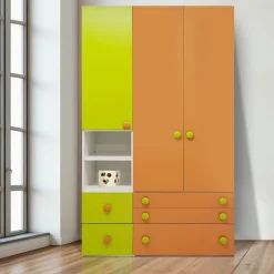 Bissolo Casa Armadi Anta Battente<ARMADIO JOB CM 150X58 H.259.2 BIANCO/PERA/ALBICOCCA