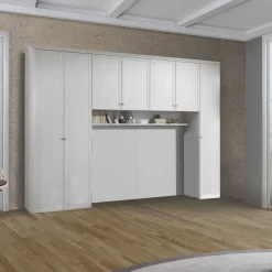 Bissolo Casa Armadi A Ponte<ARMADIO PONTE GINEVRA 350X60 H. 252 BIANCO FRASSINATO