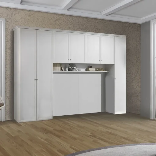 Bissolo Casa Armadi A Ponte<ARMADIO PONTE GINEVRA 350X60 H. 252 BIANCO FRASSINATO
