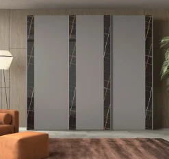 Bissolo Casa Armadi Anta Scorrevole<ARMADIO RIGO CM 270X65 H. 247 FANGO E VETRO MARMO DARK