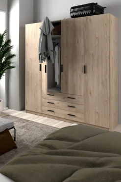 Bissolo Casa Armadi Anta Battente<Armadio Sprint Jackson Hickory: Armadio con 4 Ante e 3 Cassetti in Offerta