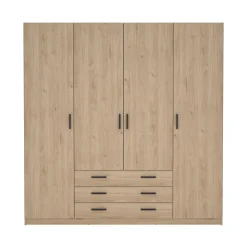 Bissolo Casa Armadi Anta Battente<Armadio Sprint Jackson Hickory: Armadio con 4 Ante e 3 Cassetti in Offerta