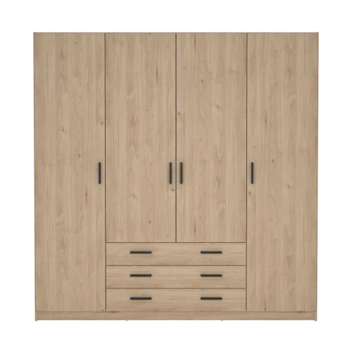 Bissolo Casa Armadi Anta Battente<Armadio Sprint Jackson Hickory: Armadio con 4 Ante e 3 Cassetti in Offerta
