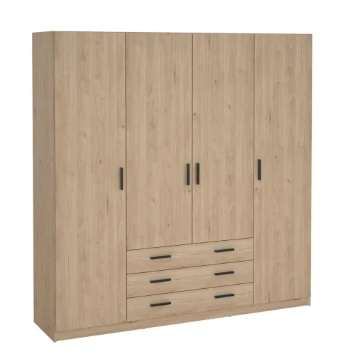 Bissolo Casa Armadi Anta Battente<Armadio Sprint Jackson Hickory: Armadio con 4 Ante e 3 Cassetti in Offerta