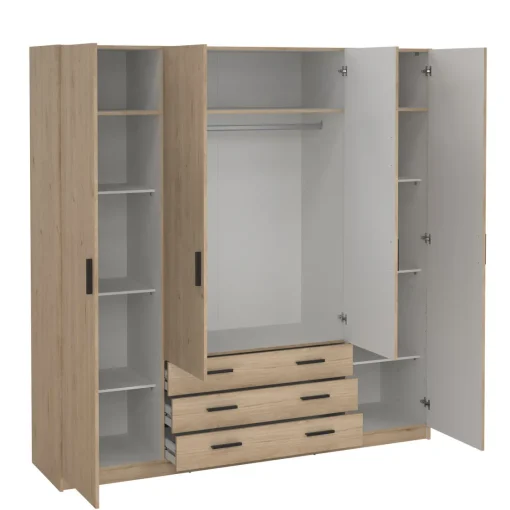 Bissolo Casa Armadi Anta Battente<Armadio Sprint Jackson Hickory: Armadio con 4 Ante e 3 Cassetti in Offerta
