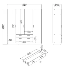 Bissolo Casa Armadi Anta Battente<Armadio Sprint Jackson Hickory: Armadio con 4 Ante e 3 Cassetti in Offerta
