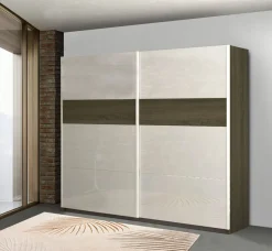 Bissolo Casa Armadi Anta Scorrevole<ARMADIO UNICO CM 240X63 H. 220 ROVERE TARTUFO E BIANCO LUCIDO