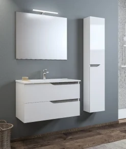 Bissolo Casa Bagni Moderni<BAGNO COMPLETO GRACE2 LACCATO BIANCO LUCIDO CON PARTICOLARI CEMENTO