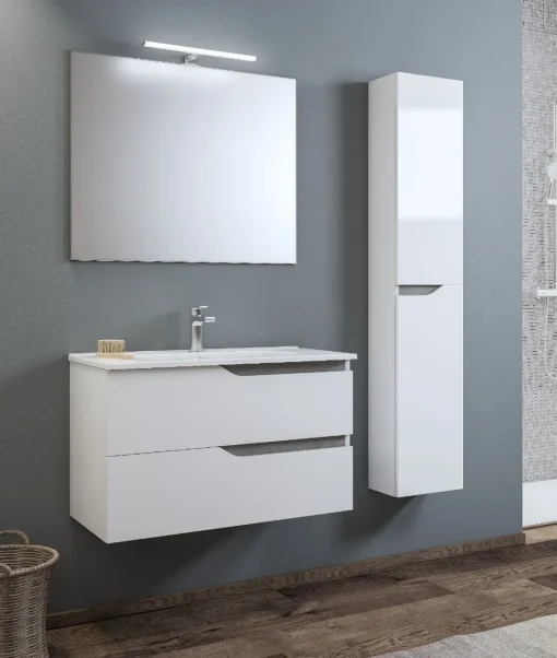 Bissolo Casa Bagni Moderni<BAGNO COMPLETO GRACE2 LACCATO BIANCO LUCIDO CON PARTICOLARI CEMENTO