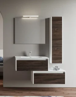 Bissolo Casa Bagni Moderni<BAGNO COMPLETO LUNA LACCATA BIANCA LUCIDA ED OLMO CAFFE'