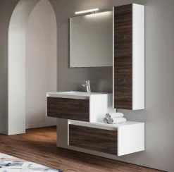 Bissolo Casa Bagni Moderni<BAGNO COMPLETO LUNA LACCATA BIANCA LUCIDA ED OLMO CAFFE'