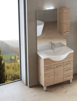 Bissolo Casa Bagni Moderni<BAGNO COMPLETO MOD. GAIA CM 85 QUERCIA NATURALE