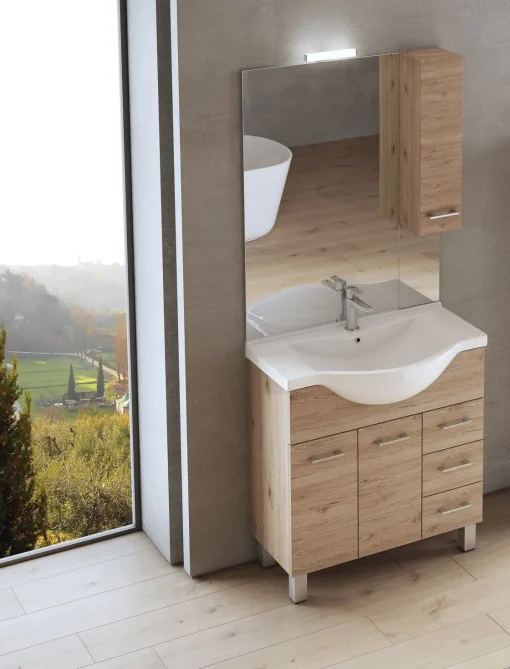 Bissolo Casa Bagni Moderni<BAGNO COMPLETO MOD. GAIA CM 85 QUERCIA NATURALE