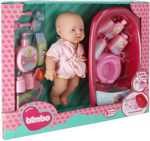 Bissolo Casa Bambole E Pupazzi<BAMBOLA H 31CM CHE BEVE/BAGNA CON VASCA CON 16 ACCESSORI: vendita online BAMBOLA H 31CM CHE BEVE/BAGNA CON VASCA CON 16 ACCESSORI in offerta