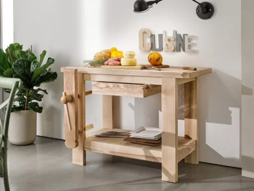 Bissolo Casa Carrelli|Mobili Da Cucina<BANCONE CUCINA/LAVORO IN LEGNO DI FRASSINO CM 120X70 H.87 GREZZO