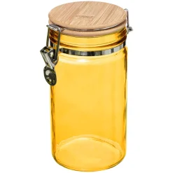 Bissolo Casa Barattoli<BARATTOLO ERMETICO GIALLO CON TAPPO IN BAMBÙ DA 1LT