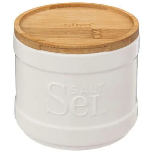 Bissolo Casa Accessori Vari Oliere, Acetiere, Saliere E Pepiere<BARATTOLO SALE NATUREO BIANCO CON TAPPO IN BAMBU' 10.7X10CM