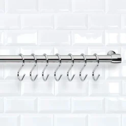 Bissolo Casa Accessori Vari Scolapiatti, Porta Rotolo E Porta Posate<BARRA CON 6 GANCI LONARDO IN FERRO CROMATO 78CM