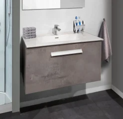 Bissolo Casa Mobili Per Lavabo<BASE BAGNO SOSPESA AURA CM 81 CEMENTO CHIARO