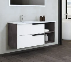 Bissolo Casa Mobili Per Lavabo<BASE BAGNO SOSPESA DELIA3 CM 101 LAMIERA OSSIDATA E BIANCO LUCIDO