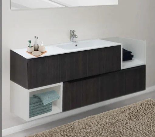 Bissolo Casa Mobili Per Lavabo<BASE BAGNO SOSPESA MOD. B201 CM 140 COLORE LAOS E BIANCO OPACO