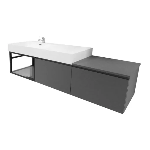 Bissolo Casa Mobili Per Lavabo<BASE BAGNO SOSPESA MOD. B-GO CM 180 LACCATO PELTRO SABBIATO