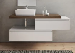 Bissolo Casa Mobili Per Lavabo<BASE BAGNO SOSPESA MOD. NINFA CM 140 BIANCO OPACO E TABACCO