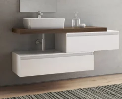 Bissolo Casa Mobili Per Lavabo<BASE BAGNO SOSPESA MOD. NINFA CM 140 BIANCO OPACO E TABACCO