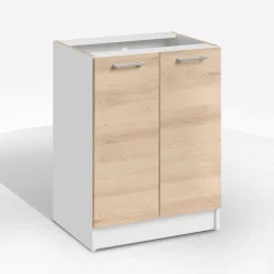 Bissolo Casa Mobili Da Cucina<BASE ECO CM 60X46 H.82 BIANCO E ROVERE ARTISAN