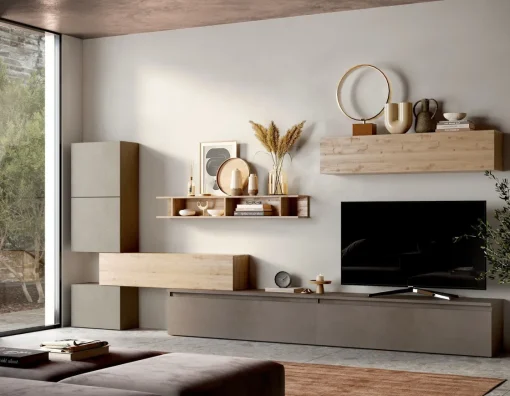 Bissolo Casa Pareti E Soggiorni Componibili<BASE SOGGIORNO MOD. INFINITY 2.0 ARGILLA/BRONZO/CADIZ in vendita online