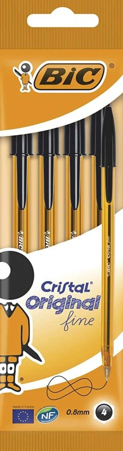 Bissolo Casa Penne Penne A Sfera<BIC - SET 4 PENNE A SFERA CRISTAL ORIGINAL FINE NERE: vendita online BIC - SET 4 PENNE A SFERA CRISTAL ORIGINAL FINE NERE in offerta