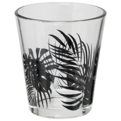 Bissolo Casa Bicchieri Acqua<BICCHIERE DA ACQUA PALME IN VETRO TRASPARENTE CON DECORO NERO 33CL