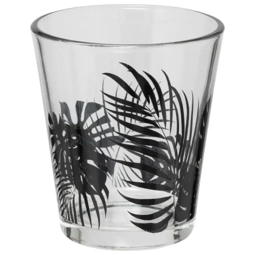 Bissolo Casa Bicchieri Acqua<BICCHIERE DA ACQUA PALME IN VETRO TRASPARENTE CON DECORO NERO 33CL