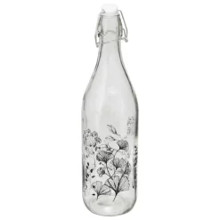 Bissolo Casa Bottiglie<BOTTIGLIA WHITE FLORAL IN VETRO CON TAPPO 1LT TRASPARENTE CON DECORO
