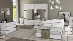 Bissolo Casa Camere Moderne<CAMERA COMPLETA LE DUNE OLMO BIANCO E INSERTI GRIGIO FANGO