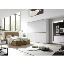 Bissolo Casa Camere Moderne<Camera da letto completa bianco opaco e noce AMALTI