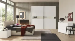 Bissolo Casa Camere Moderne<Camera da letto con letto contenitore: camera da letto in laminato bianco frassinato
